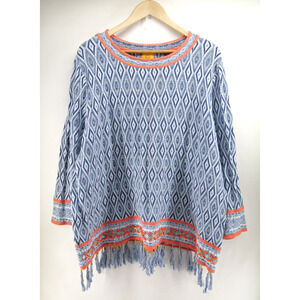 Ruby Rd Knit Sweater‎ 3XL Blue Women Pullover Crewneck Aztec pattern
